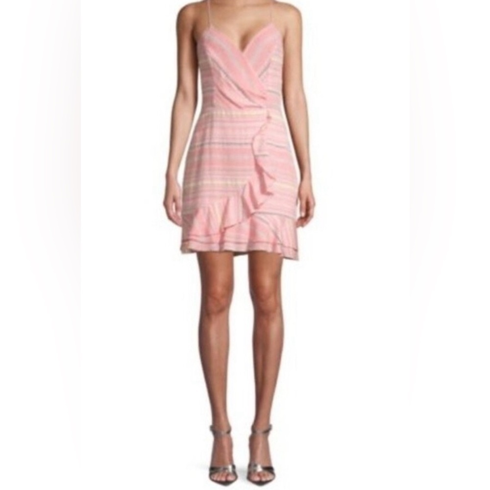 Parker Pink Striped Ruffle Dress